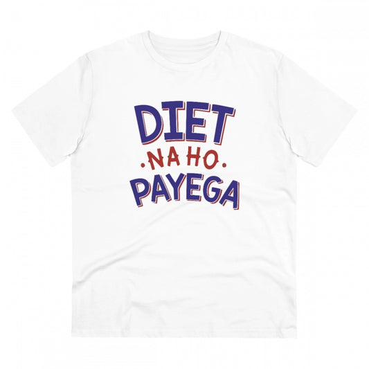Snuggle Spot Men's PC Cotton Diet Na Ho Payega Printed T Shirt (Color: White, Thread Count: 180GSM)