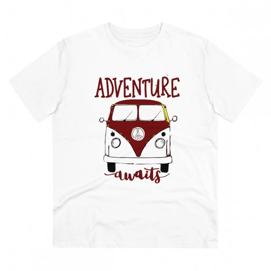 Snuggle Spot Men's PC Cotton Explore The Unseen Printed T Shirt (Color: White, Thread Count: 180GSM)