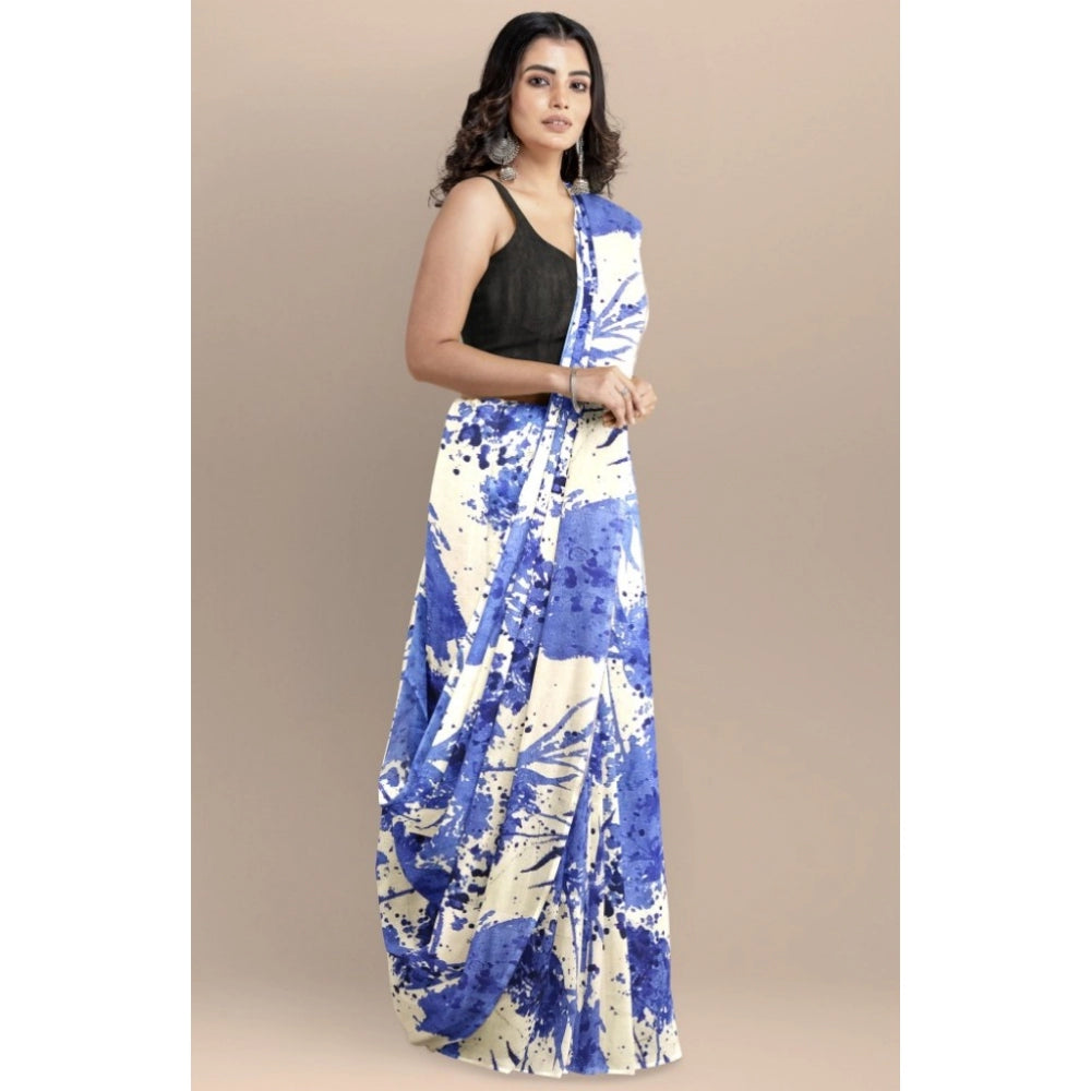 Snuggle Spot Women's Joya Silk Saree with Blouse (Blue, 5-6 Mtrs)