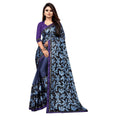 Snuggle Spot Women's Lycra Blend Saree with Blouse (Blue, 5-6 Mtrs)