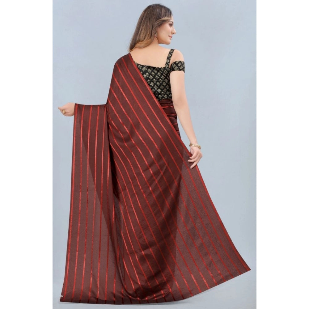 Snuggle Spot Women's Satin Silk Saree with Blouse (Orange, 5-6 Mtrs)