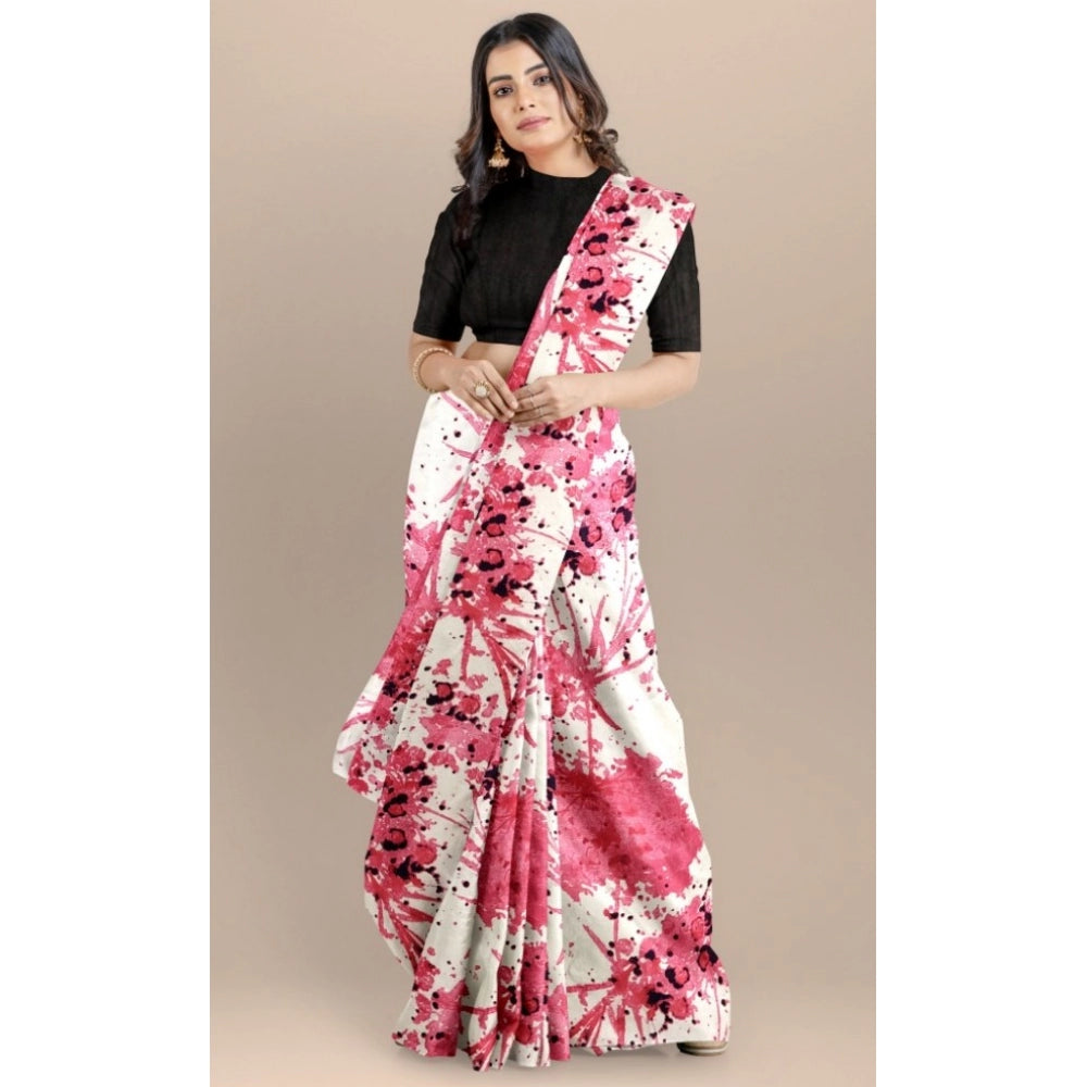 Snuggle Spot Women's Joya Silk Saree with Blouse (Pink, 5-6 Mtrs)
