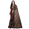 Snuggle Spot Women's Lycra Blend Saree with Blouse (Coffee, 5-6 Mtrs)