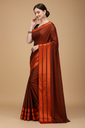 Snuggle Spot Women's Satin Silk Saree with Blouse (Orange, 5-6 Mtrs)