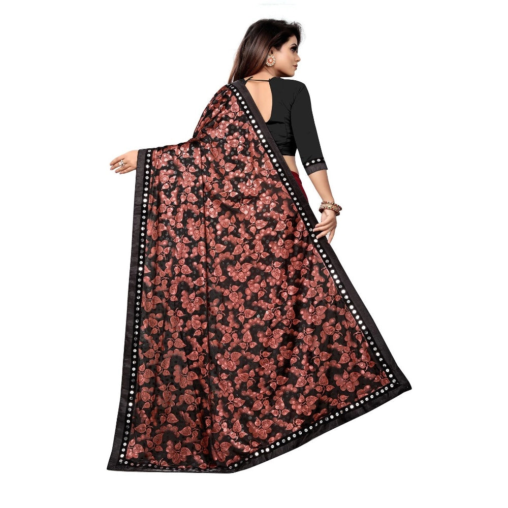 Snuggle Spot Women's Lycra Blend Saree with Blouse (Red, 5-6 Mtrs)
