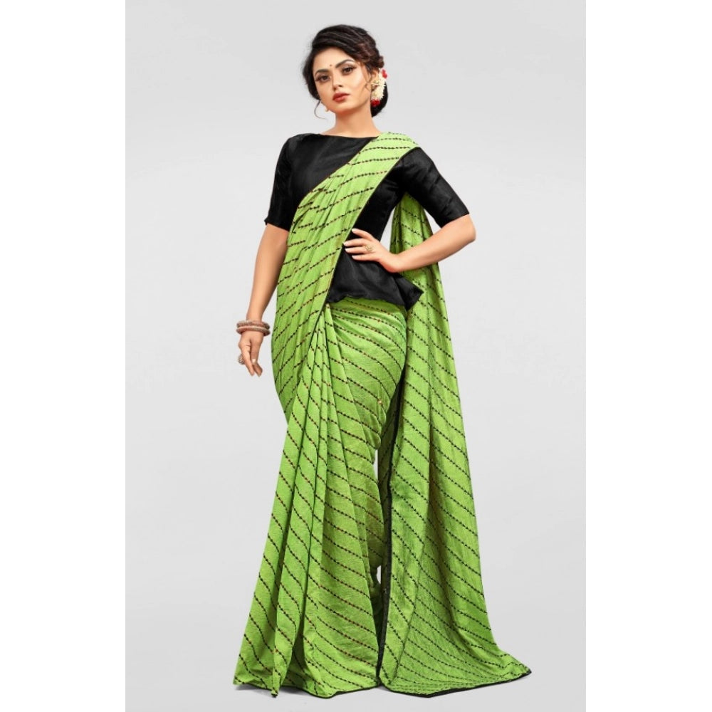 Snuggle Spot Women's Vichitra Saree with Blouse (LightGreen, 5-6 Mtrs)