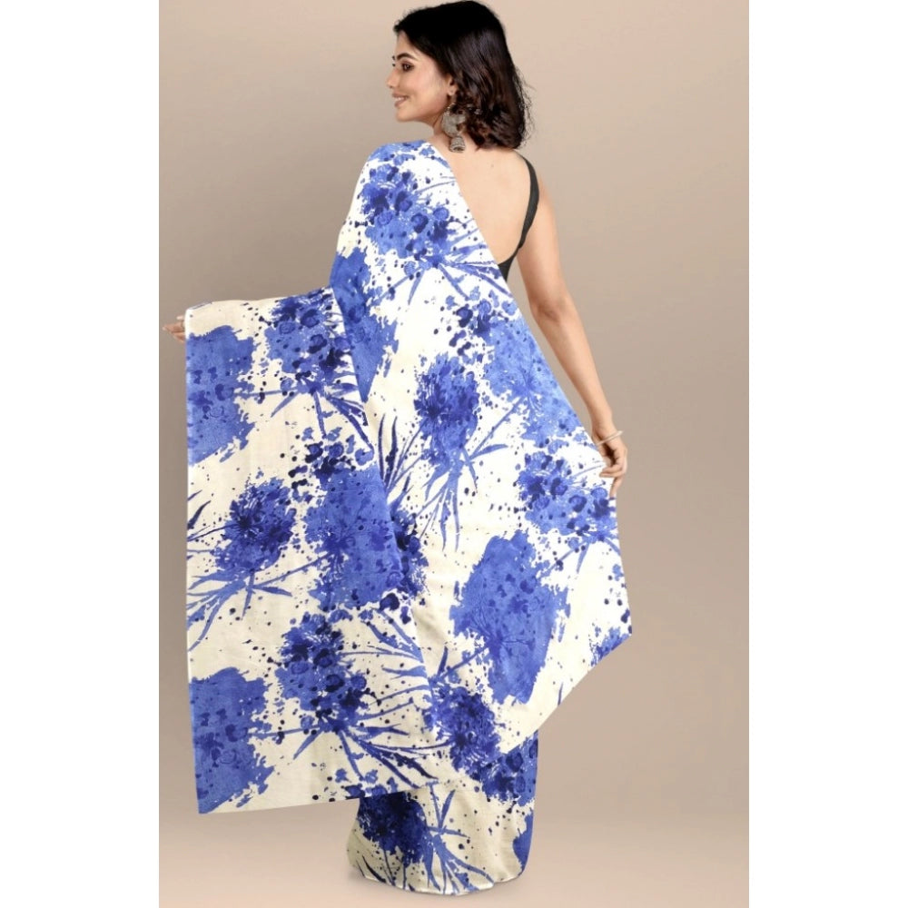 Snuggle Spot Women's Joya Silk Saree with Blouse (Blue, 5-6 Mtrs)