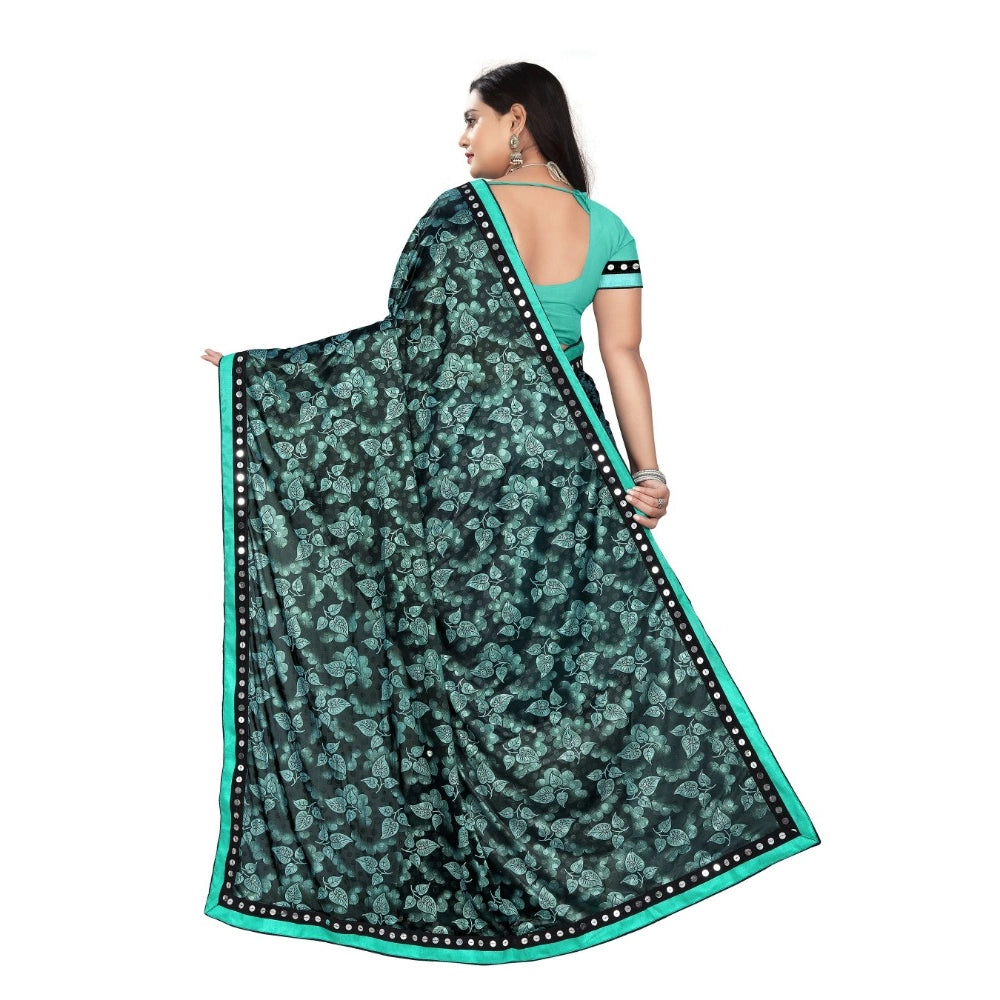 Snuggle Spot Women's Lycra Blend Saree with Blouse (Rama, 5-6 Mtrs)