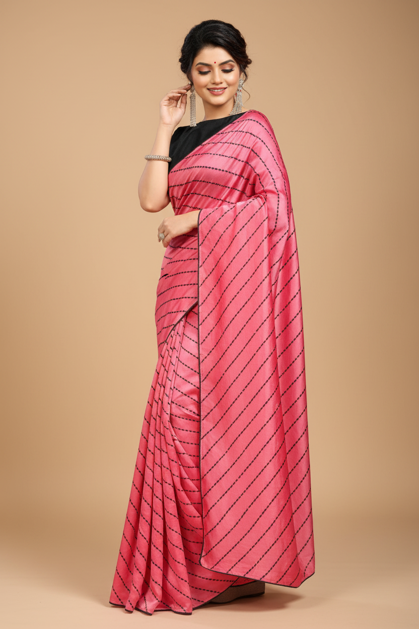 Snuggle Spot Women's Vichitra Saree with Blouse (Gajari, 5-6 Mtrs)