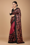 Snuggle Spot Women's Lycra Blend Saree with Blouse (Red, 5-6 Mtrs)