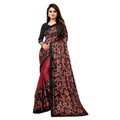 Snuggle Spot Women's Lycra Blend Saree with Blouse (Red, 5-6 Mtrs)