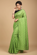 Snuggle Spot Women's Vichitra Saree with Blouse (LightGreen, 5-6 Mtrs)