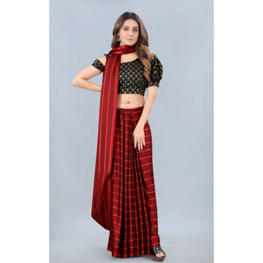 Snuggle Spot Women's Satin Silk Saree with Blouse (Red, 5-6 Mtrs)