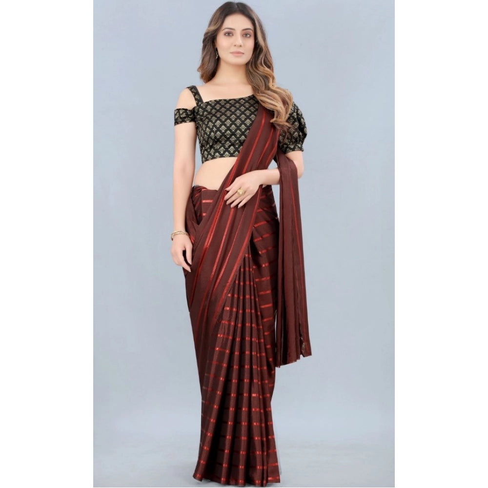 Snuggle Spot Women's Satin Silk Saree with Blouse (Orange, 5-6 Mtrs)
