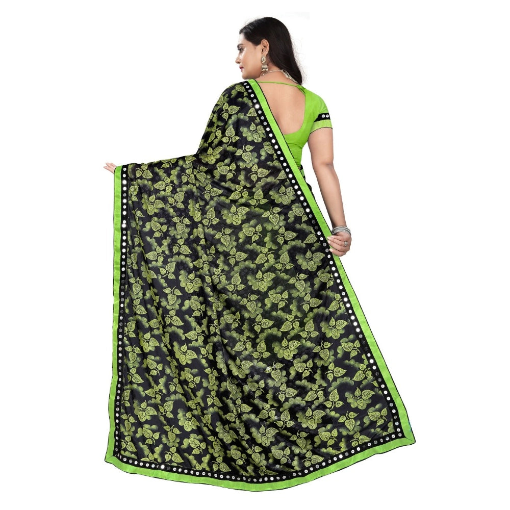 Snuggle Spot Women's Lycra Blend Saree with Blouse (Pista, 5-6 Mtrs)