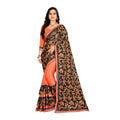 Snuggle Spot Women's Lycra Blend Saree with Blouse (Orange, 5-6 Mtrs)