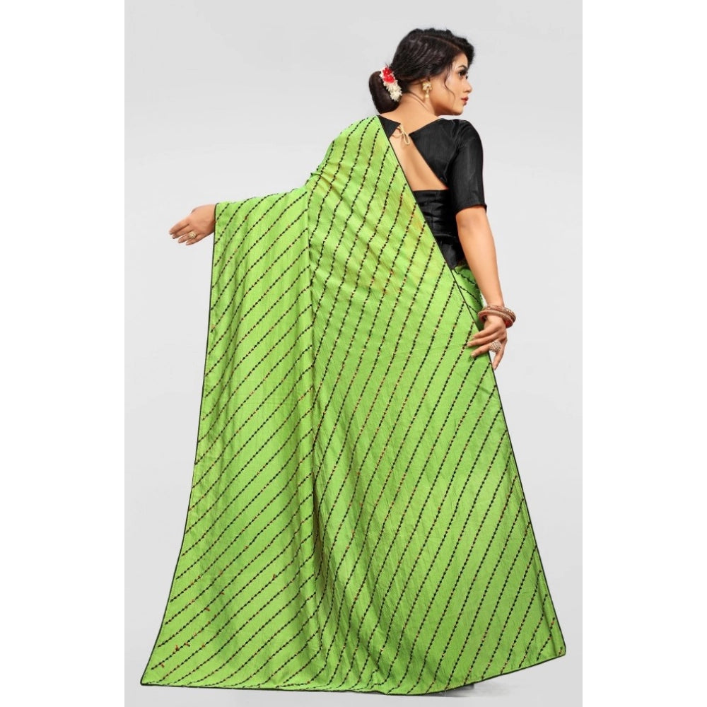 Snuggle Spot Women's Vichitra Saree with Blouse (LightGreen, 5-6 Mtrs)