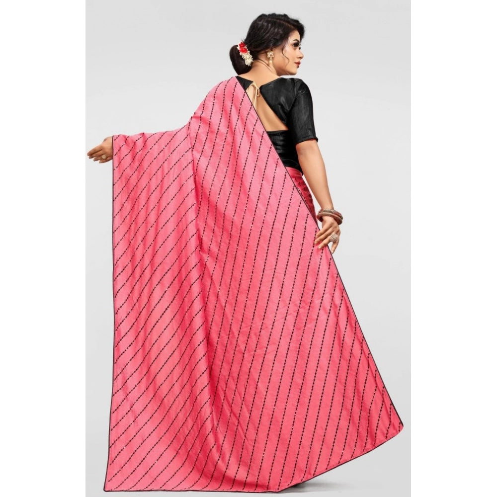 Snuggle Spot Women's Vichitra Saree with Blouse (Gajari, 5-6 Mtrs)
