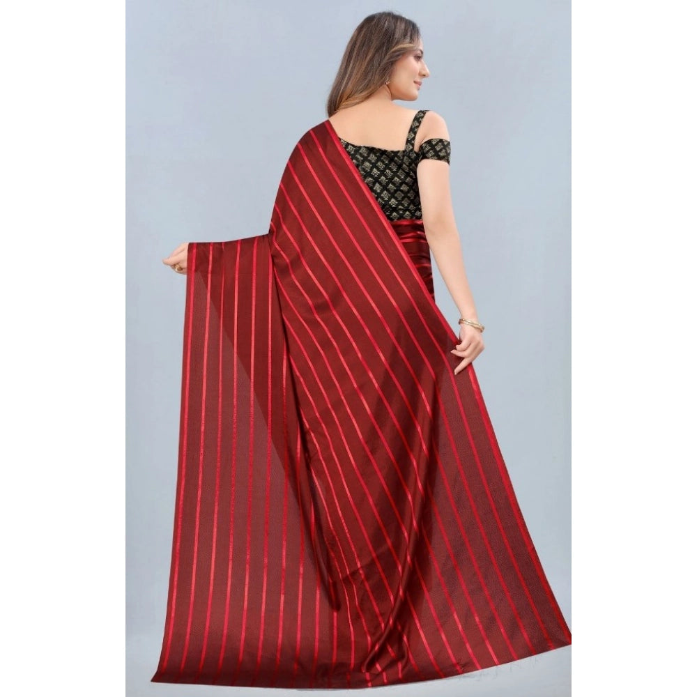 Snuggle Spot Women's Satin Silk Saree with Blouse (Red, 5-6 Mtrs)