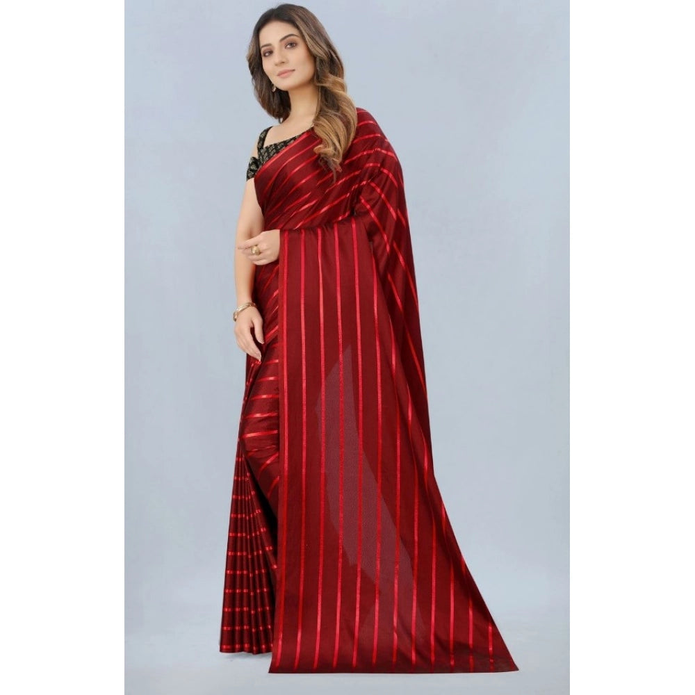 Snuggle Spot Women's Satin Silk Saree with Blouse (Red, 5-6 Mtrs)