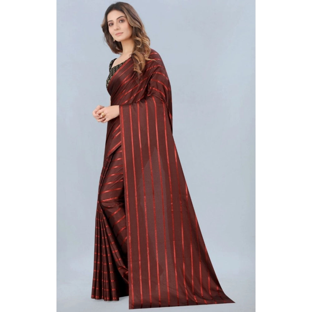 Snuggle Spot Women's Satin Silk Saree with Blouse (Orange, 5-6 Mtrs)
