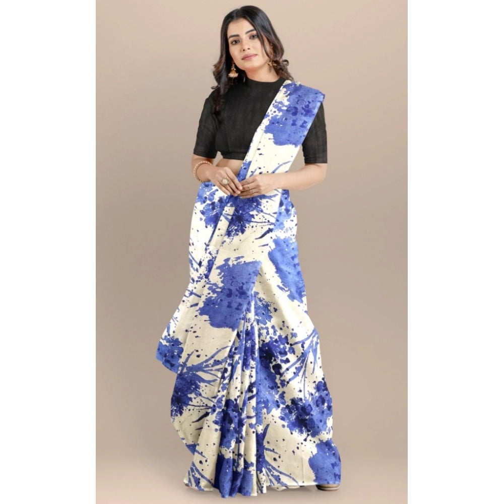 Snuggle Spot Women's Joya Silk Saree with Blouse (Blue, 5-6 Mtrs)