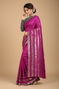Snuggle Spot Women's Vichitra Saree with Blouse (Pink, 5-6 Mtrs)