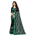 Snuggle Spot Women's Lycra Blend Saree with Blouse (Green, 5-6 Mtrs)