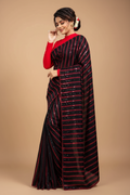 Snuggle Spot Women's Vichitra Saree with Blouse (Red, 5-6 Mtrs)