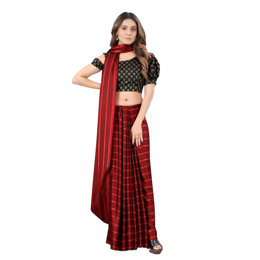 Snuggle Spot Women's Satin Silk Saree with Blouse (Red, 5-6 Mtrs)