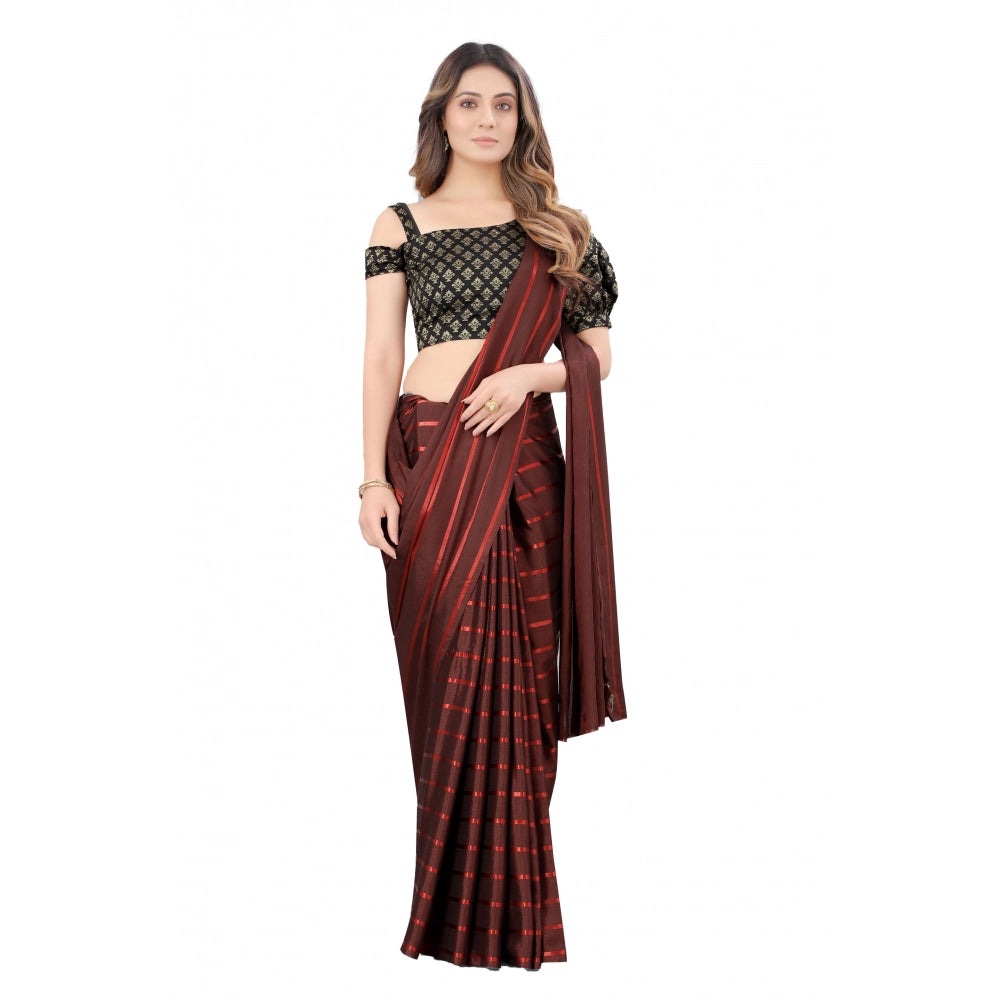 Snuggle Spot Women's Satin Silk Saree with Blouse (Orange, 5-6 Mtrs)