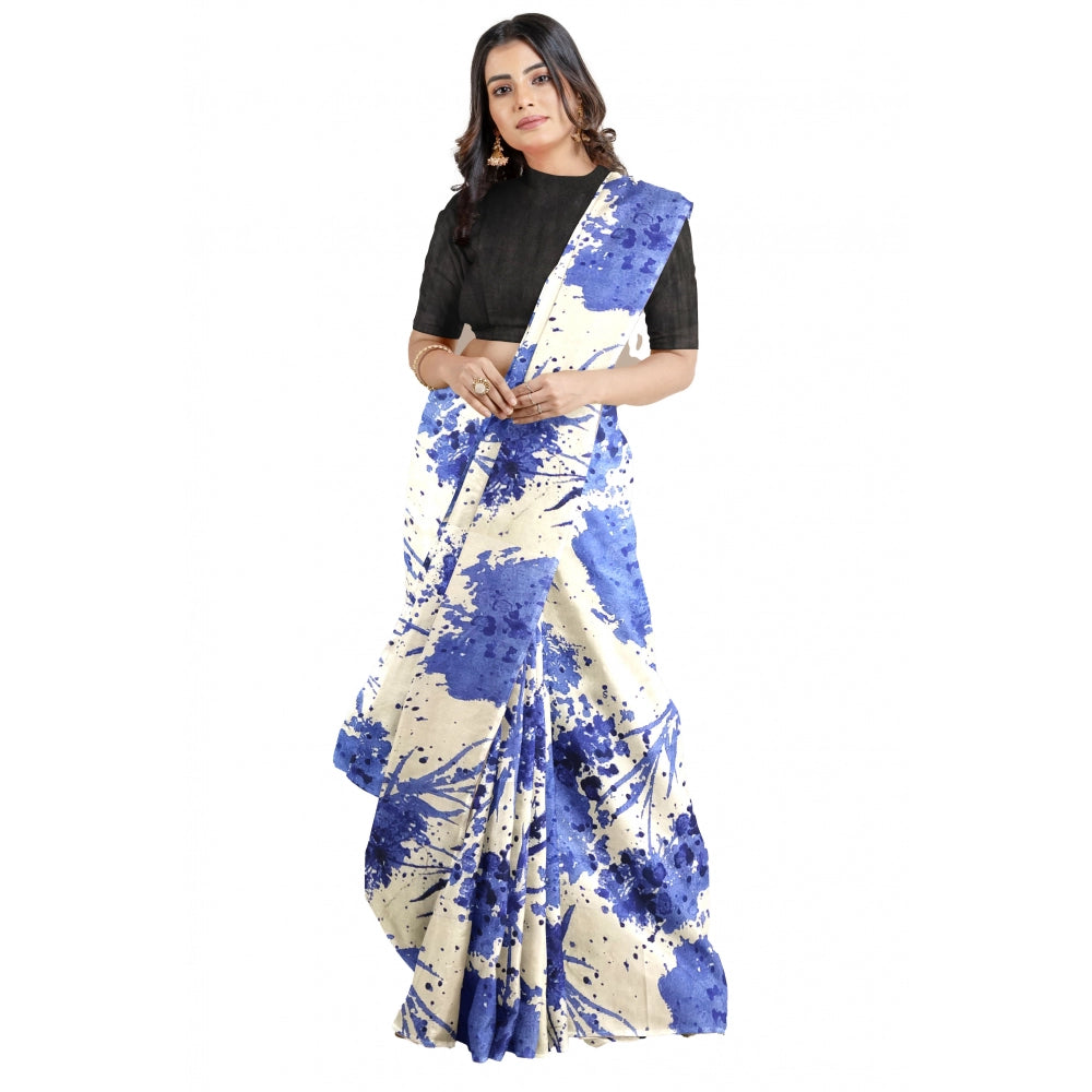 Snuggle Spot Women's Joya Silk Saree with Blouse (Blue, 5-6 Mtrs)