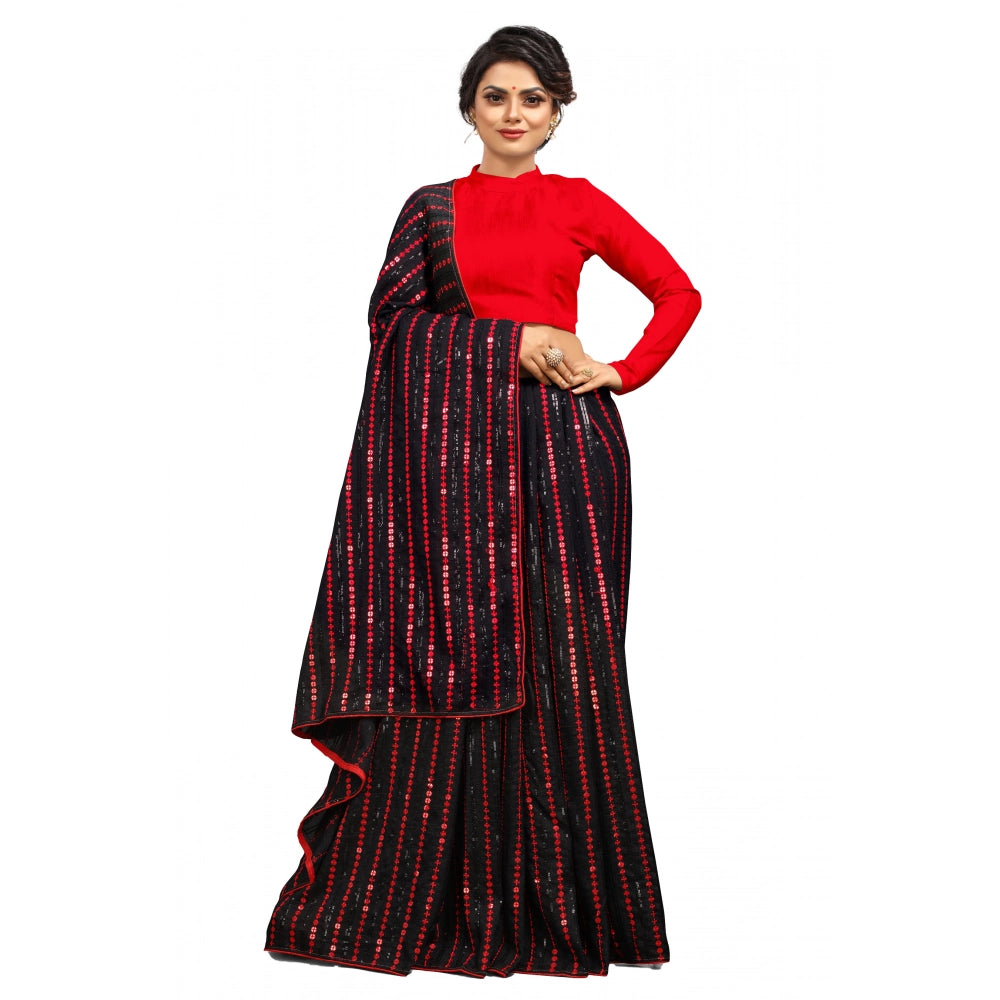 Snuggle Spot Women's Vichitra Saree with Blouse (Red, 5-6 Mtrs)
