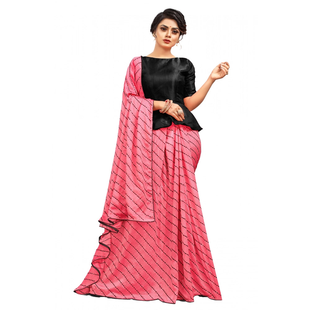 Snuggle Spot Women's Vichitra Saree with Blouse (Gajari, 5-6 Mtrs)