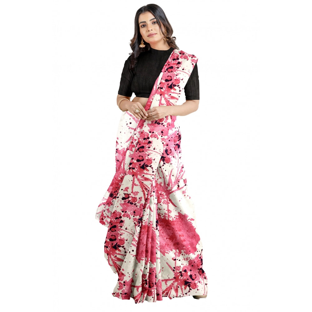 Snuggle Spot Women's Joya Silk Saree with Blouse (Pink, 5-6 Mtrs)