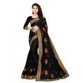 Snuggle Spot Women's Net Saree With Blouse (Black, 5-6Mtrs)