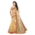 Snuggle Spot Women's Net Saree With Blouse (Chiku, 5-6Mtrs)