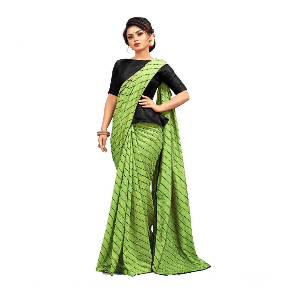 Snuggle Spot Women's Vichitra Saree with Blouse (LightGreen, 5-6 Mtrs)