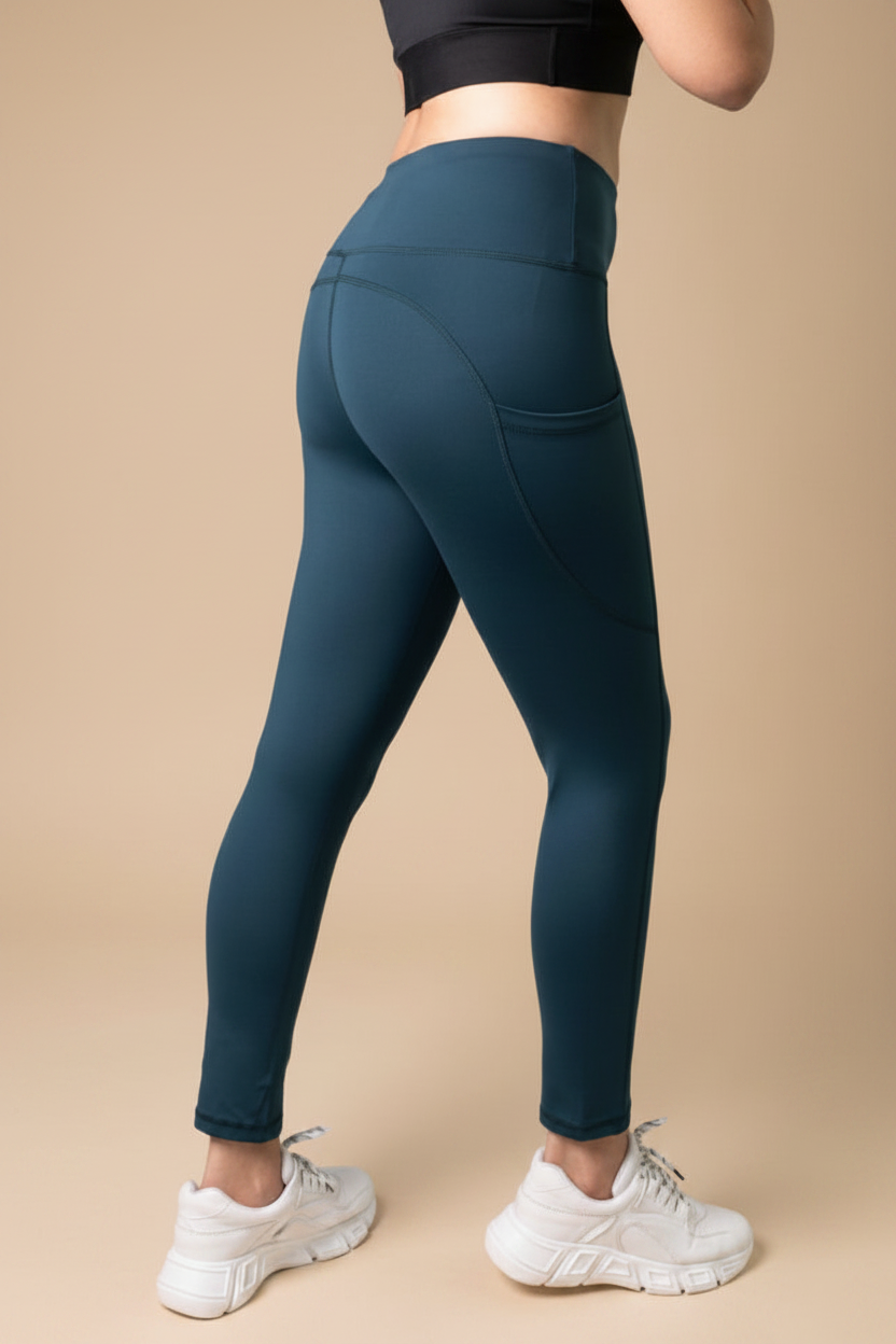 Snuggle Spot Women's Polyster Solid Sport Leggings (Blue)