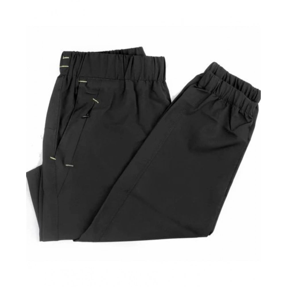 Snuggle Spot Men's Polyster Solid Track Pant-Lower (Black)