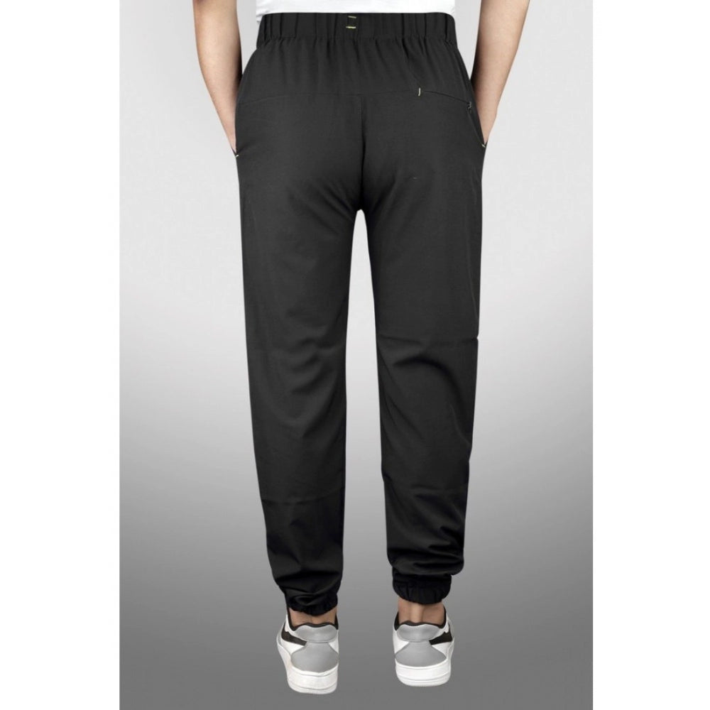 Snuggle Spot Men's Polyster Solid Track Pant-Lower (Black)