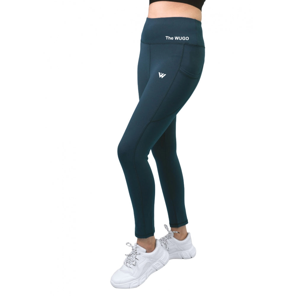 Snuggle Spot Women's Polyster Solid Sport Leggings (Blue)