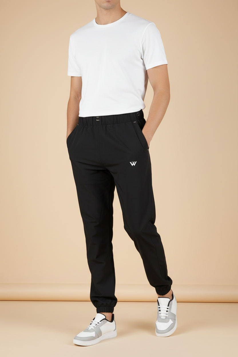 Snuggle Spot Men's Polyster Solid Track Pant-Lower (Black)