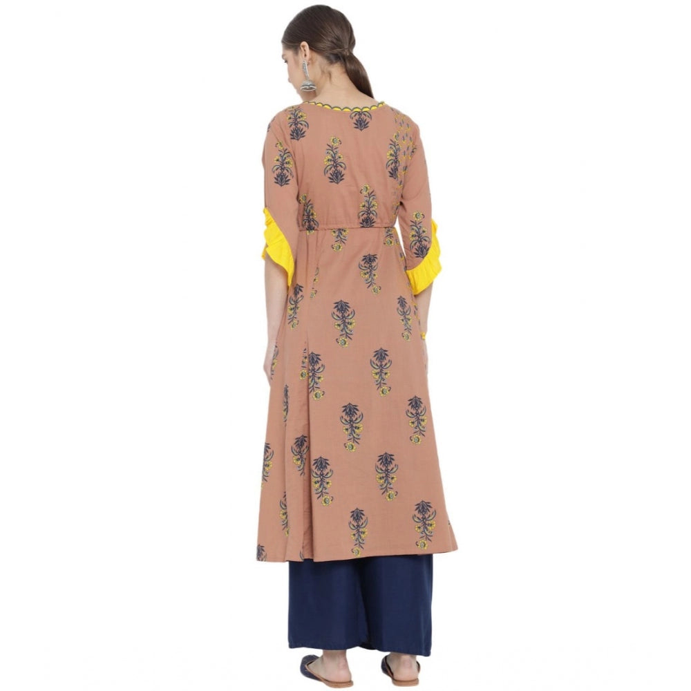 Snuggle Spot Women's Casual 3/4 th Sleeve Floral Printed Cotton Kurti (MultiColor)