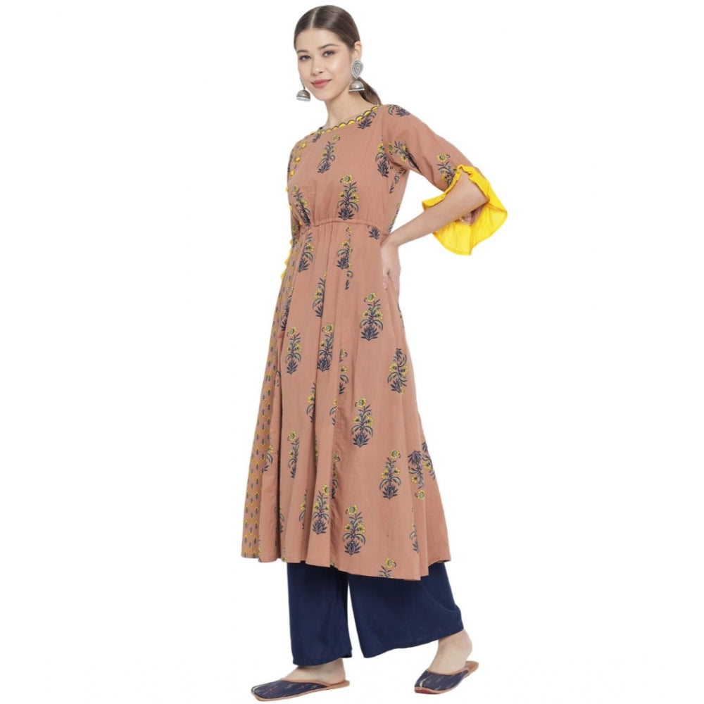Snuggle Spot Women's Casual 3/4 th Sleeve Floral Printed Cotton Kurti (MultiColor)