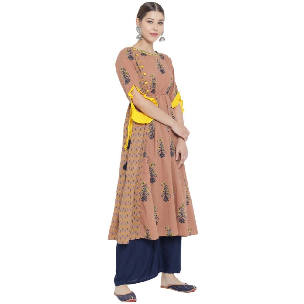 Snuggle Spot Women's Casual 3/4 th Sleeve Floral Printed Cotton Kurti (MultiColor)