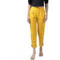 Snuggle Spot Women's Casual Checked Rayon Trouser Pant (Yellow)