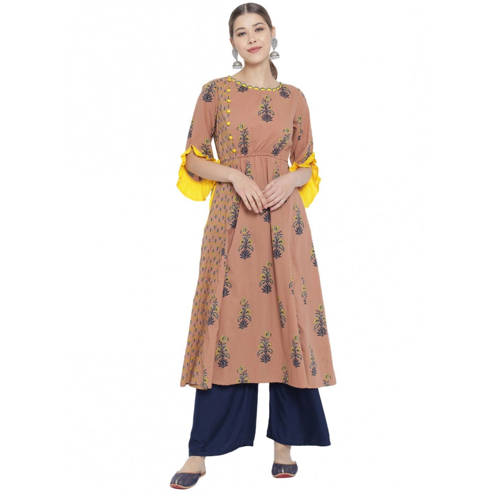 Snuggle Spot Women's Casual 3/4 th Sleeve Floral Printed Cotton Kurti (MultiColor)