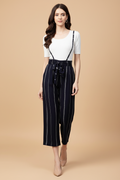 Snuggle Spot Women's Casual Short Sleeve Striped Rayon Dungaree (Blue)