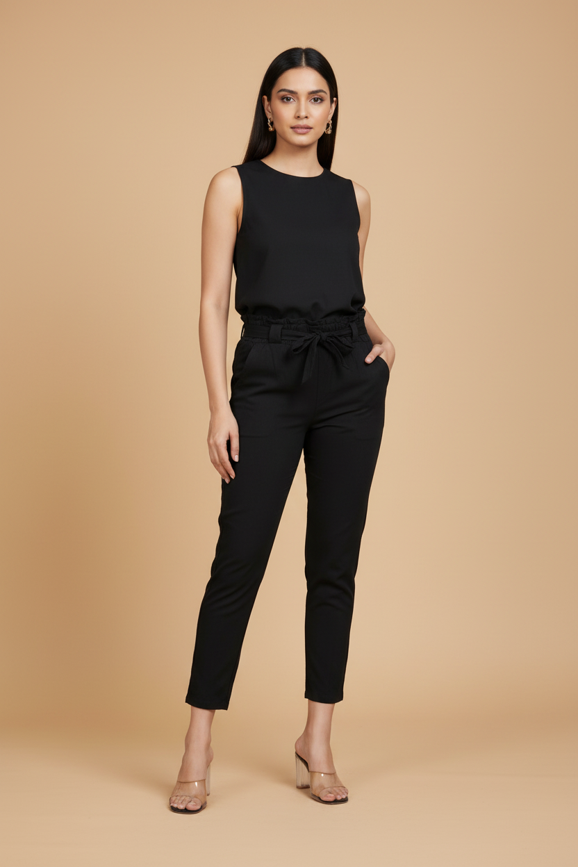 Snuggle Spot Women's Casual Solid Lycra Trouser Pant (Black)
